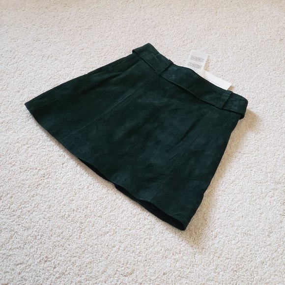 100% GENUINE LEATHER GREEN SKIRTS - ZARA - Picture 3 of 11